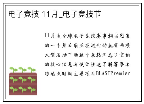 电子竞技 11月_电子竞技节